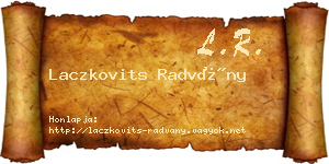 Laczkovits Radvány névjegykártya